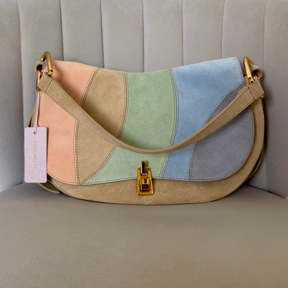 Coccinelle Magie Kaleidoscope Suede Patch Medium Shoulder Bag - Picture 6 of 11